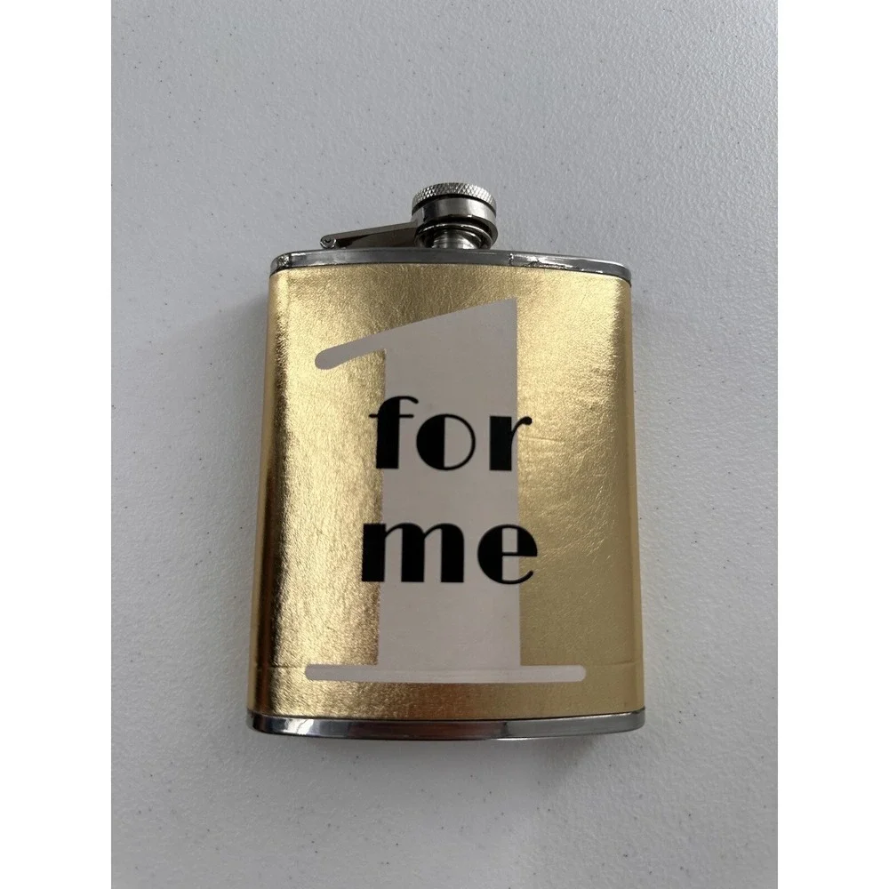 Flask Set of 2 Wild eye designs 1 For Me For You Gold Bar Gift Party Stainless c